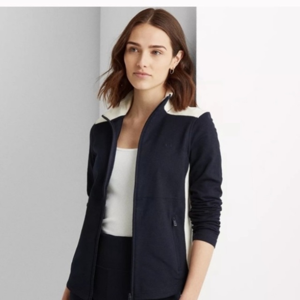 Lauren Ralph Lauren
Colorblocked Track Jacket, 
Women's blue ,White Jacket